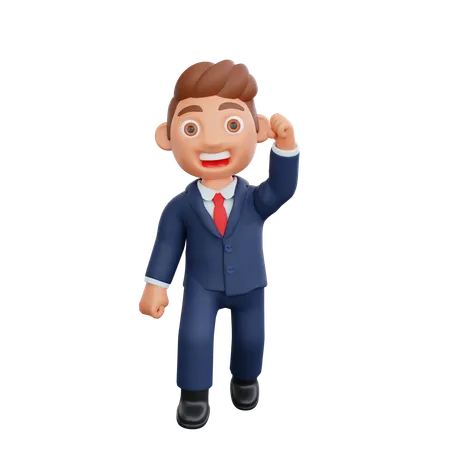 Businessman cheering business success  3D Illustration