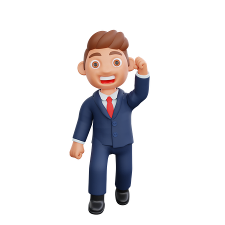 Businessman cheering business success  3D Icon