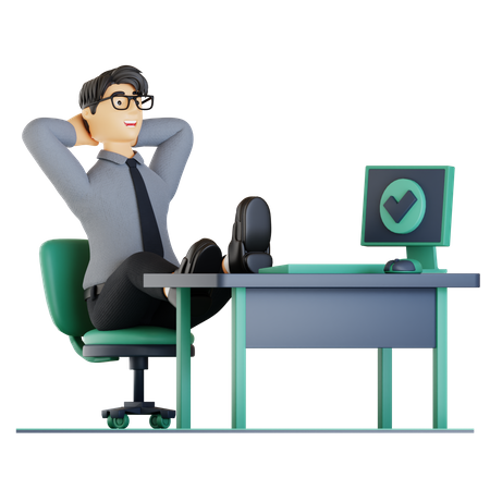 Businessman chilling after work completed  3D Illustration