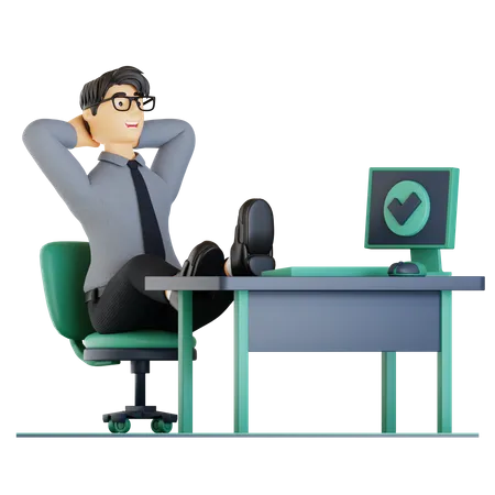 Businessman chilling after work completed  3D Illustration