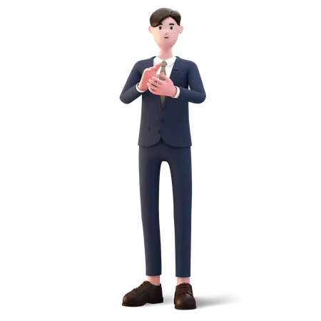 Businessman clapping  3D Illustration