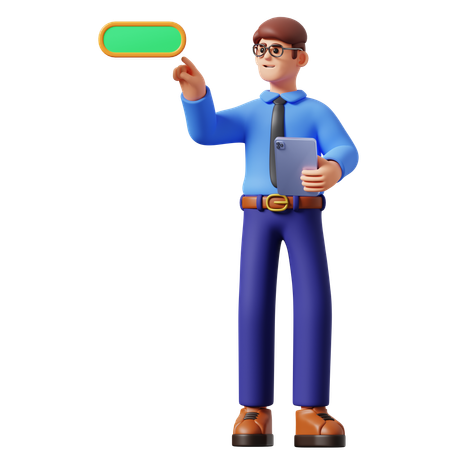 Businessman Clicking Button  3D Icon