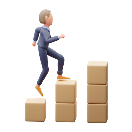 Businessman Climbing On Stairs  3D Illustration