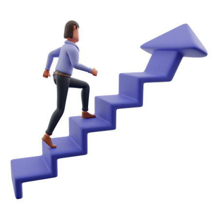 Businessman Climbing Stairs  3D Illustration