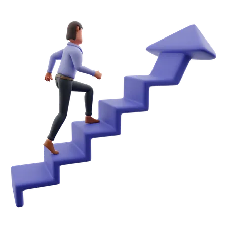 Businessman Climbing Stairs  3D Illustration