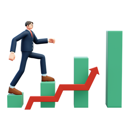 Businessman Climbing The Steps To Success  3D Icon
