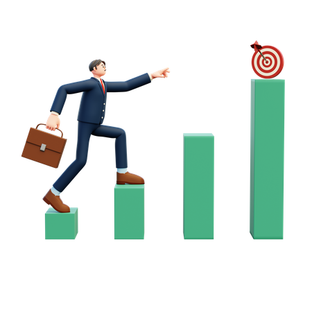 Businessman Climbing The Steps To Success  3D Icon