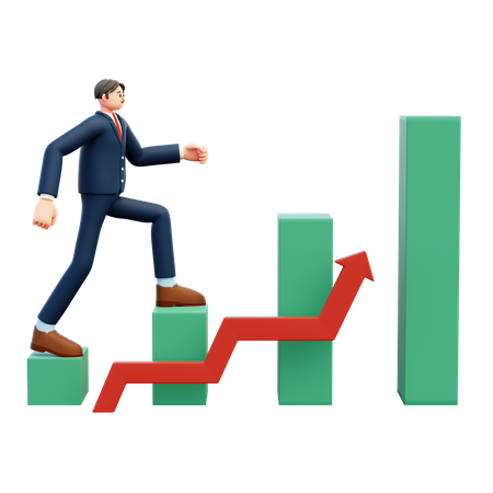 Businessman Climbing The Steps To Success  3D Illustration