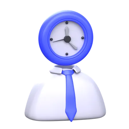 Businessman Clock 3 D Workaholic Icon 3D Icon