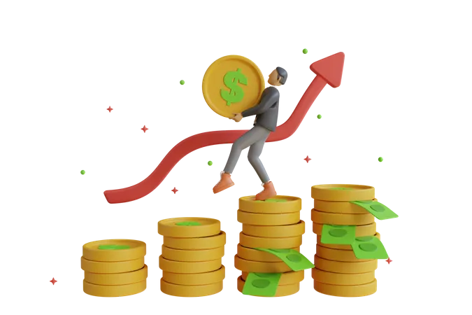 Businessman collecting investment profit  3D Illustration