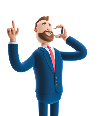 Businessman communicating on phone 3D Illustration