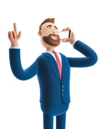 Businessman communicating on phone  3D Illustration