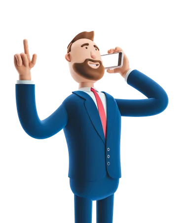 Businessman communicating on phone  3D Illustration