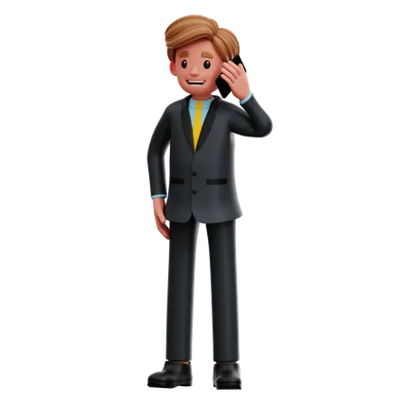 Businessman Communicating On Phone  3D Illustration