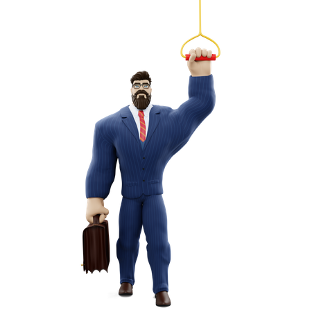 Businessman Commuting Via Subway  3D Icon