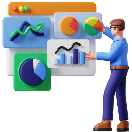 Businessman Compilling Data  3D Illustration