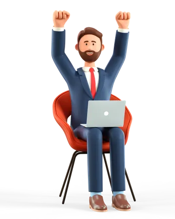 Businessman completed his task  3D Illustration