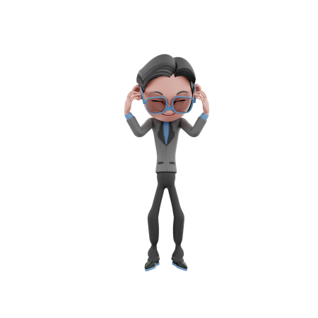 Businessman covering ears  3D Illustration