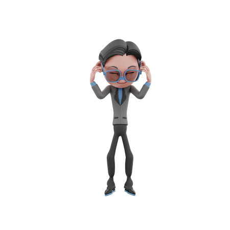 Businessman covering ears 3D Illustration
