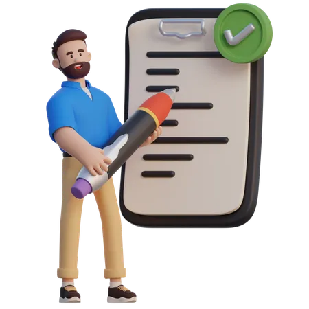 Businessman Create A Work List  3D Illustration