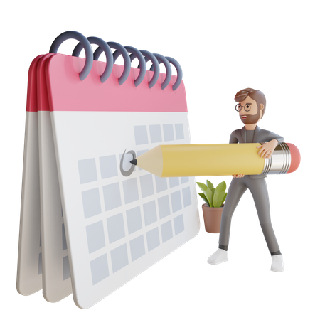 Businessman creating calendar schedule  3D Illustration