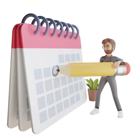 3 D Businessman Character Create A Calendar Schedule 3D Illustration