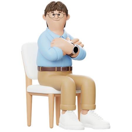 Businessman Crossing Arms While Sitting On Chair  3D Illustration