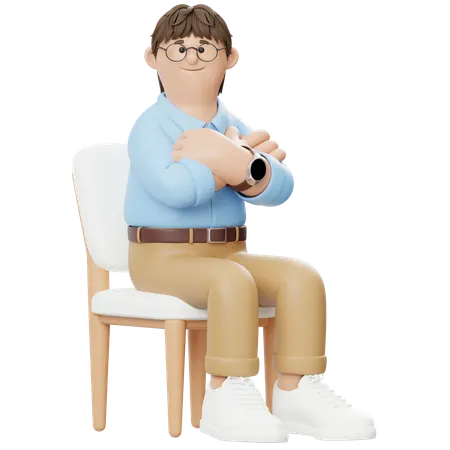 Businessman Crossing Arms While Sitting On Chair  3D Illustration