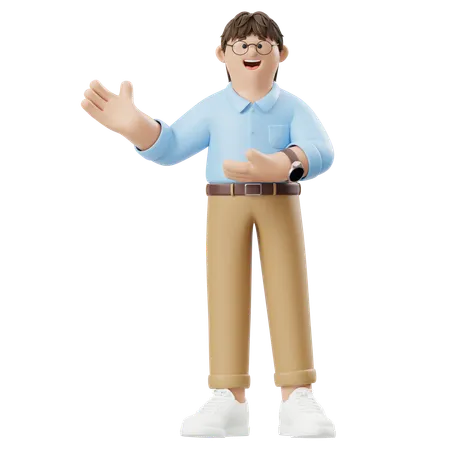 열린 손바닥으로 지휘하는 사업가  3D Illustration