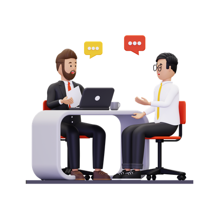 Businessman discussing with new applicant 3D Illustration