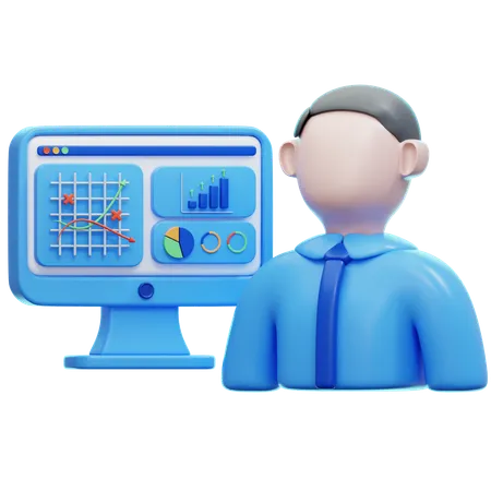 Businessman Do Analytics 3D Illustration  3D Icon