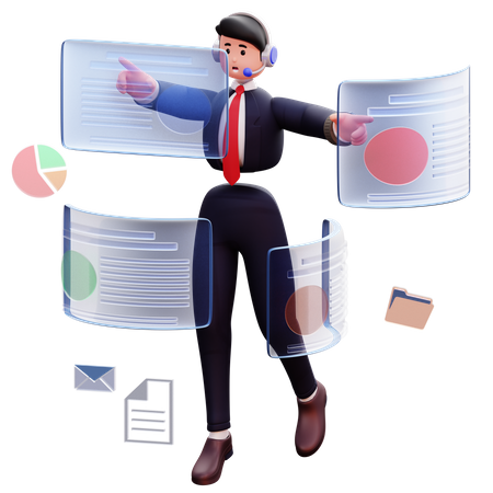 Businessman do multitasking  3D Illustration