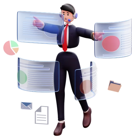 Businessman do multitasking  3D Illustration