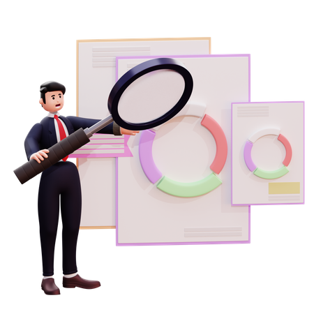 Businessman do search analysis  3D Illustration