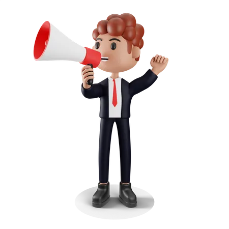 Businessman doing advertisement  3D Illustration