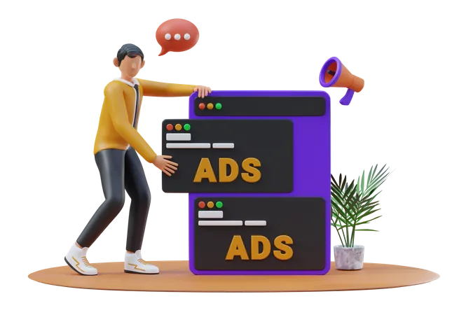 Businessman doing Advertising  3D Illustration