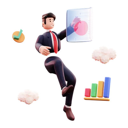 Businessman doing analysis  3D Illustration