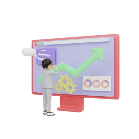 Businessman Doing Analysis  3D Illustration