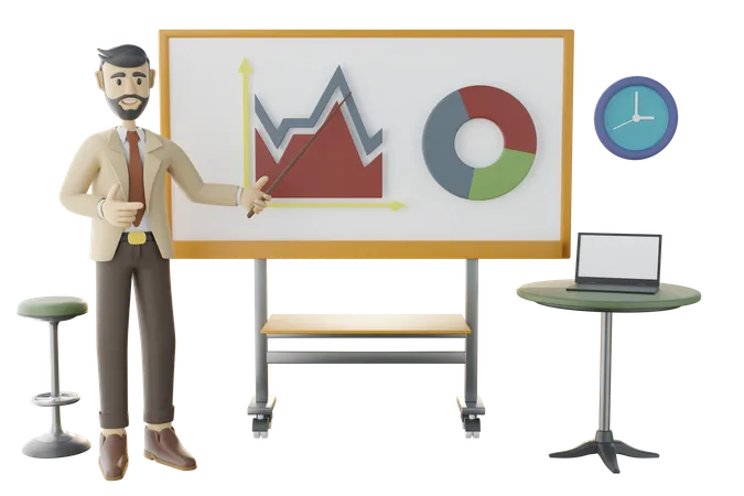 Businessman Doing analysis business presentation  3D Illustration