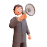 graphics of man holding speaker
