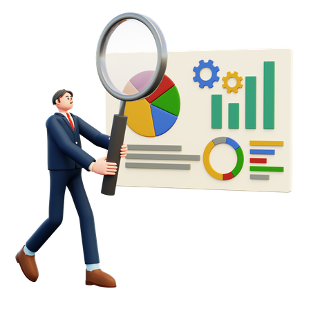 Businessman Doing Business Analysis  3D Illustration