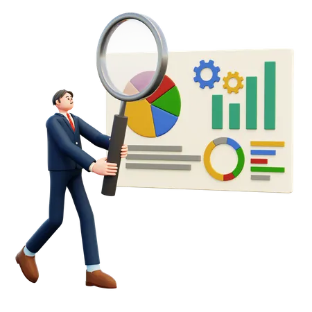 Businessman Doing Business Analysis  3D Illustration