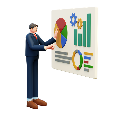 Businessman Doing Business Analysis  3D Illustration