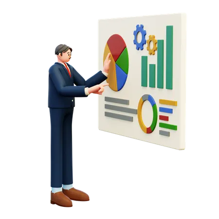 Businessman Doing Business Analysis  3D Illustration