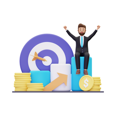 Businessman doing Business growth  3D Illustration