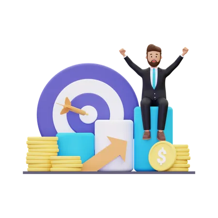 Businessman doing Business growth  3D Illustration