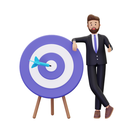 Businessman doing business target  3D Illustration