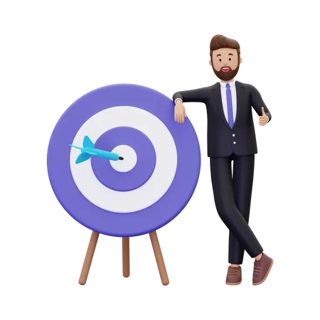 Businessman doing business target  3D Illustration