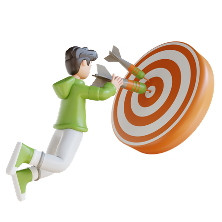 Business Man With Target  3D Illustration