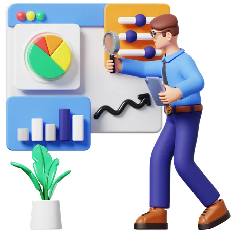 Businessman Doing Data Analysis 3 D Illustration 3D Illustration